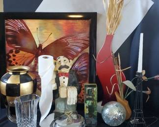 Handpainted Vase, Crystal Pitcherbig beautifuls Lot