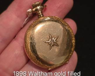 Antique 1898 Waltham gold filled pocket watch in working condition 