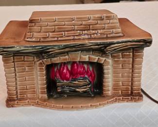 Vintage Marcia of California pottery fireplace TV lamp