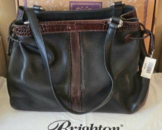 Brighton Erma braided bow black brown handbag