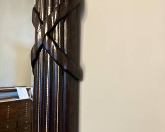 44 $280.00 Leather style wrapped dark brown bow mirror 35x46