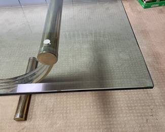 19 $800.00 Art Deco design Beveled glass top with brass base 76Wx40Dx29H