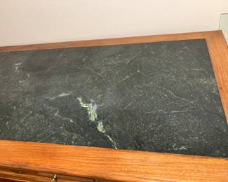 34 $500.00 Green marble inserted desk 68Wx36Dx30H