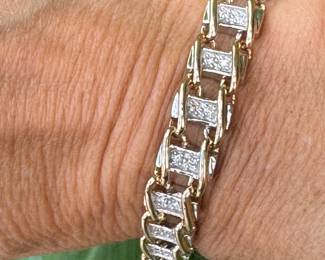 14kt yellow gold bracelet 9"long - 1 1/2 carat diamonds. 43.3 grams - $4,000.