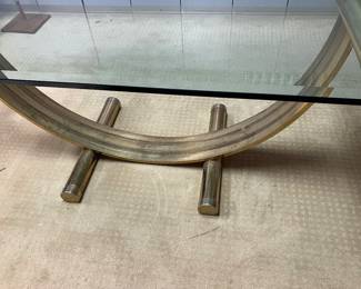 19 $800.00 Art Deco design Beveled glass top with brass base 76Wx40Dx29H