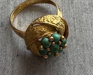 18kt gold ring turquoise sz 5 $375