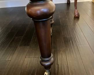 43 - $600 - Polo Ralph Lauren large mahogany table leather insert tapered legs brass casters 65Wx35Dx30H - 2 drawers