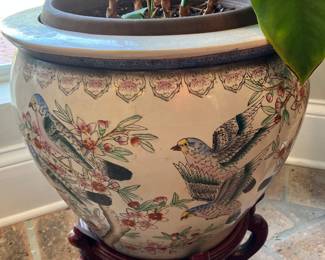 15 $80.00 Oriental planter on stand 16Dx21H with plant