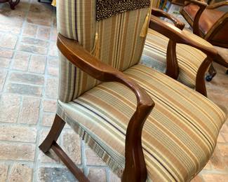 6 $160.00 Pair upholstery chairs stripes 23Wx19Dx36H