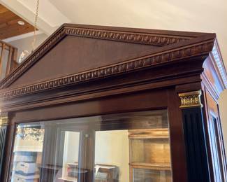 45 $360.00 Pantheon top curio cabinet mahogany 35Wx13Dx83H - 4 glass shelves