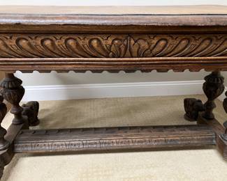 #51 - $600 - Belgian carved table oak 50Lx35Dx30H