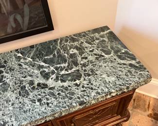 13 $550.00 Green marble top French sideboard Provencal 50x16x24H