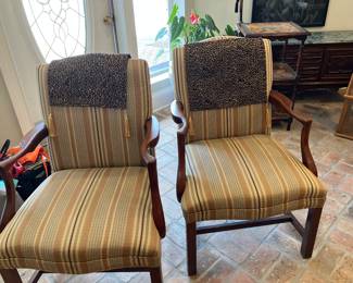 6 $160.00 Pair upholstery chairs stripes 23Wx19Dx36H