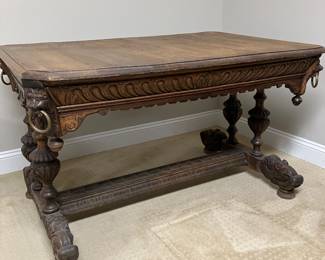 #51 - $600 - Belgian Carved table oak 50Lx35Dx30H