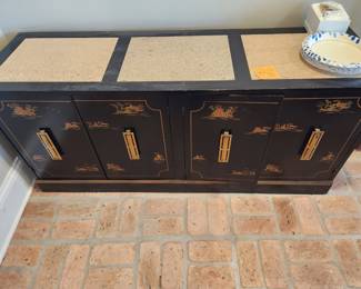 10 - $400 - Chinoiserie lacquer sideboard 60x18x26H