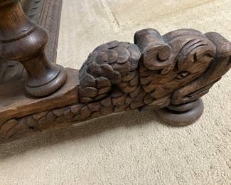 #51 - $600 - Belgian carved table oak 50Lx35Dx30H