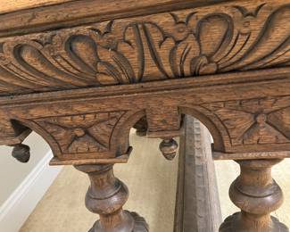 #51 - $600 - Belgian carved table oak 50Lx35Dx30H