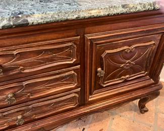 13 $550.00 Green marble top French sideboard Provencal 50x16x24H