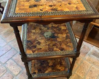 #7B $150.00 Oyster style side square table 18x18x31