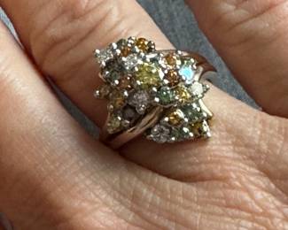 14kt gold radiated cocktail ring $465