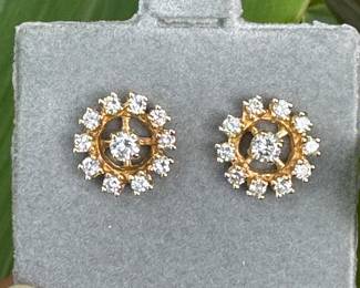 14kt yellow gold 1/2 ctw diamonds earrings studs & jacquets, 2.3 grams -$375