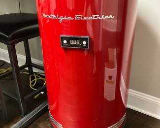 42 $120.00 Nostalgia Electrics cooler round/red 18x33 on casters