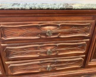 13 $550.00 Green marble top French sideboard Provencal 50x16x24H