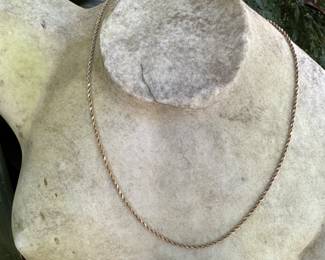 14kt yellow gold rope chain 21"long. 3.31 grams. $200