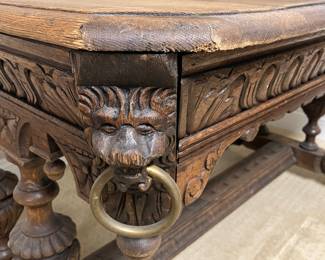 #51 - $600 - Belgian carved table oak 50Lx35Dx30H