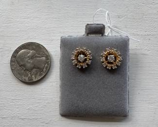 14kt yellow gold 1/2 ctw diamonds earrings studs & jacquets, 2.3 grams -$375