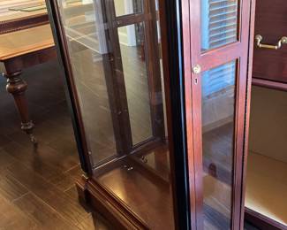 45 $360.00 Pantheon top curio cabinet mahogany 35Wx13Dx83H - 4 glass shelves