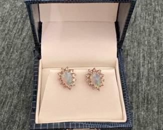 14kt gold and opals earrings pear shaped $475