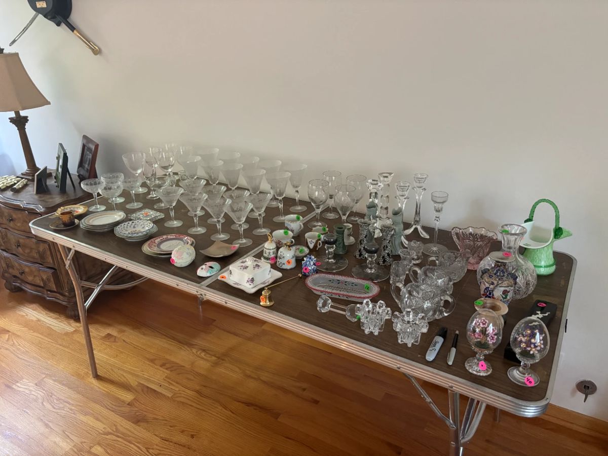 Nearly all items on this table are crystal and china! Priced to sell