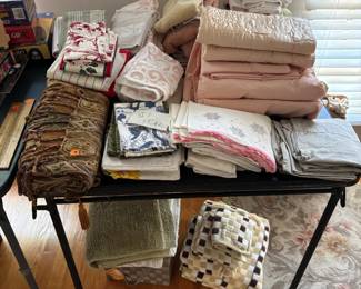 Tons of vintage towels and linens.