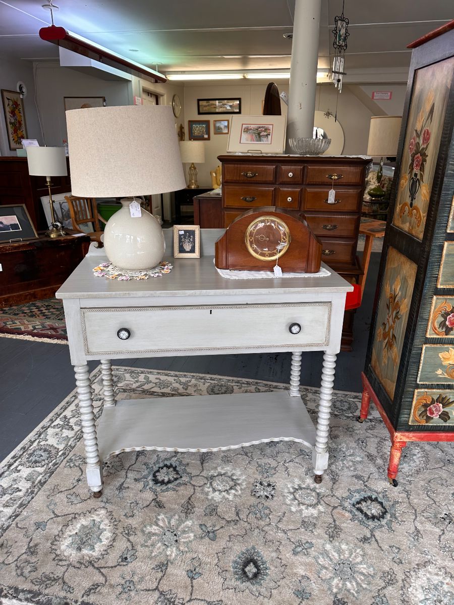 Antique Spool Leg Table - Server Clock was sold.