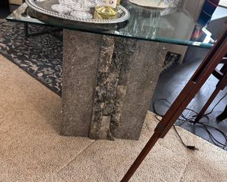 Granite look modern glass end table