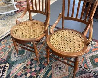 Eastlake style cane seat chairs