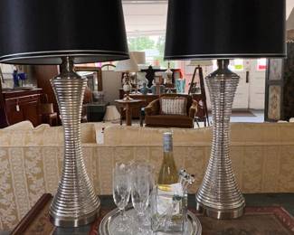 Pair of Modern Chrome Lamps