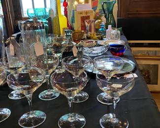 vintage barware, glasses and vases