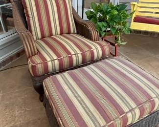 Wicker chair & ottoman