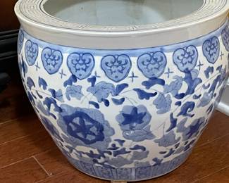 Blue & white fish bowl