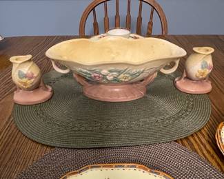 Hull console bowl & candle holders