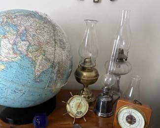 Globe, oil lamps