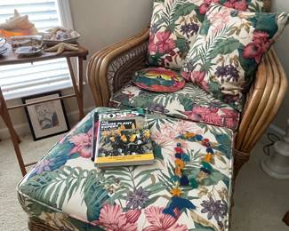 Bamboo & rattan chair w/ottoman 