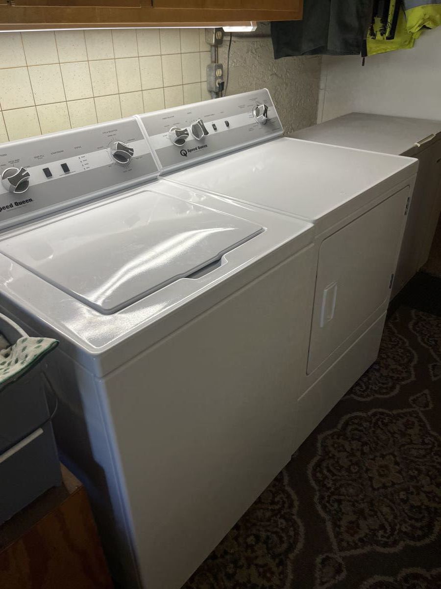 Speed queen, commercial dryer, and washing machine