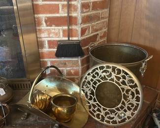 Brass Pots, Magazine Holder and Rolling Plant Stand