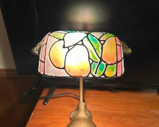 Vintage Art Deco Pear Stained Glass Lamp
