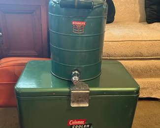 Vintage Coleman Cooler and Stanley Drink Dispenser
