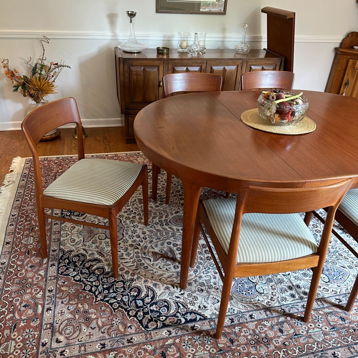 1960's teak dining table with chairs.