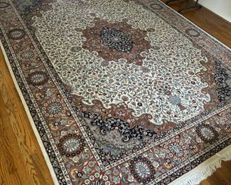 Hand knotted large room-sized wood rug